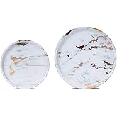 SIMPLY RSB Ceramic Plant Saucer | Plant Trays for Indoors | Drip Tray | Plant Pot Saucers (4in + 6in, White and Gold)