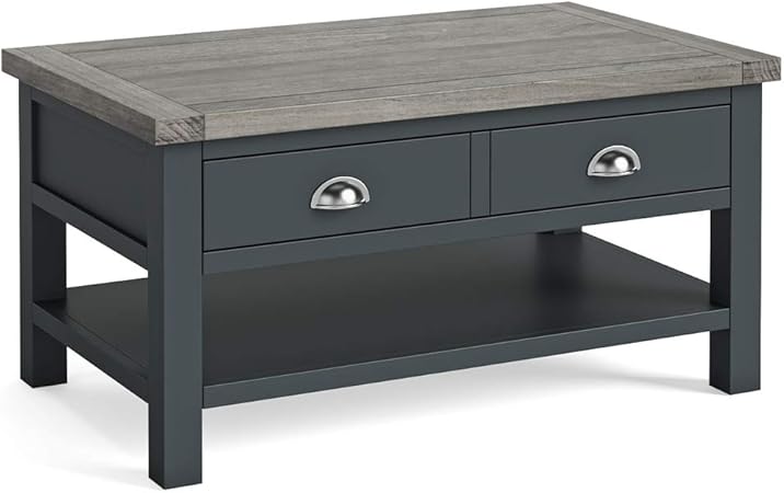 Bristol Grey Large Coffee Table for Living Room with Storage Drawer & Shelf | Roseland Furniture ...