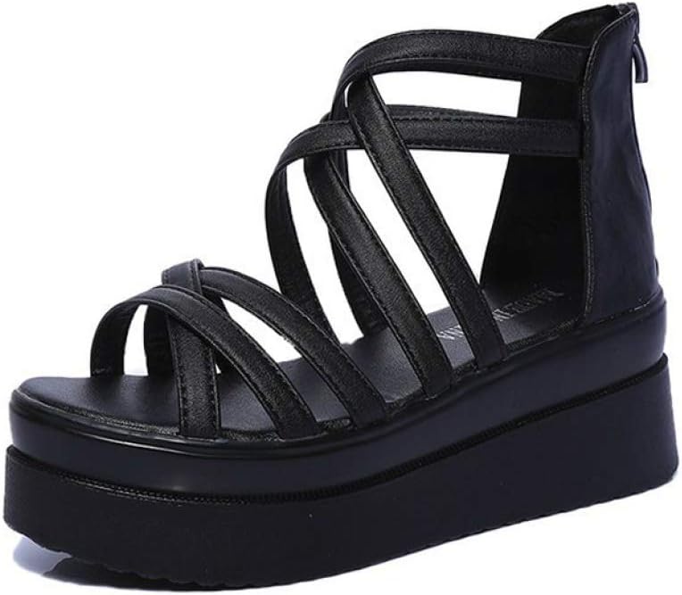 black flat platform sandals