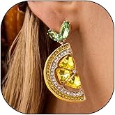Fashion Cubic Zirconia Lemon Dangle Earrings for Women Sparkling Crystal Lemon Drop Earrings Cute Fruit Dangling Earrings Jewelry Accessories