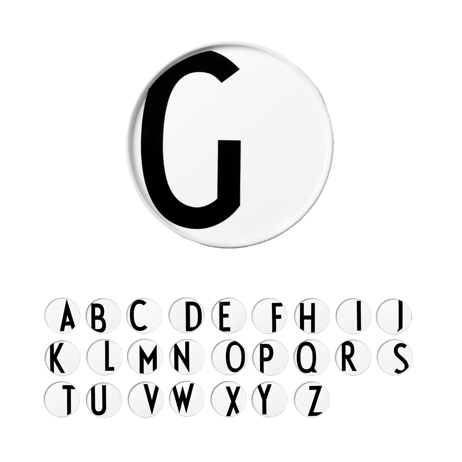 Design Letters Personal porcelain plate (White) - G - Decorative plate, use it for meals or hang it on the wall, Great as a gift, Available from A-Z, Dishwasher & microwave safe, Diameter: 20cm