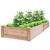 Giantex Raised Garden Bed Planter, Wooden Elevated Vegetable Planter Kit Box Grow for Patio Deck Balcony Outdoor Gardening, Natural