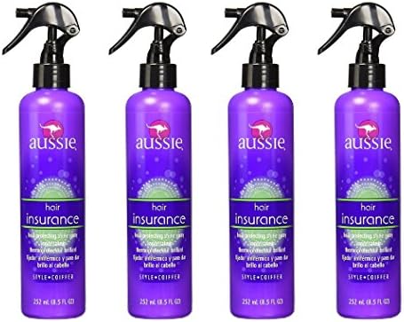 Aussie Hair Insurance Heat Protecting Shine Spray, 8.5 Oz (Pack of 4) + FREE Eyebrow Razor, 3 Ct.