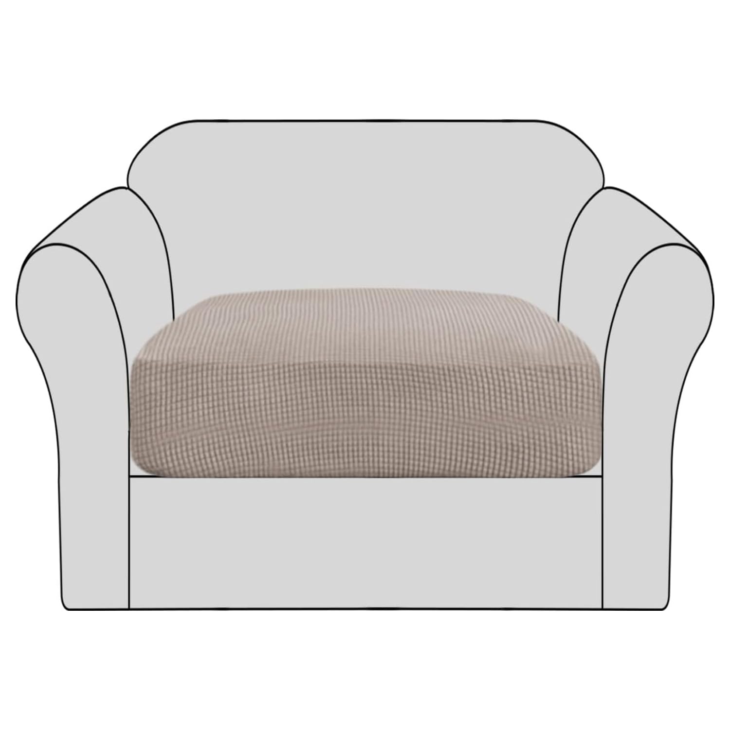 BellaHills Stretch Sofa Seat Cushion Cover Sofa Couch Cushion Furniture Protector Sofa Slipcover with Elastic Bottom Spandex Jacquard Fabric Small Checks(1 Piece, Sand)