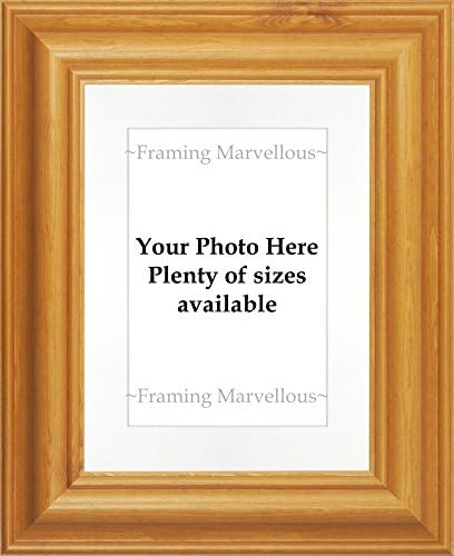 Framing Marvellous Honey Pine Wood Photo Picture Frame - (A4 pic (14x11โ glass) WALL & STRUT, WHITE MOUNT)