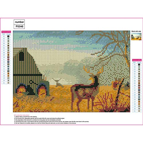 Chenway Rose & Deer Diamond Painting 5d Adults' Paint-by-Number Kits Cross Stitch Full Diamond 40x30cm Wall Stickers (Deer) - Thumbnail 2