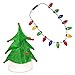 Windy City Novelties Ugly Sweater Christmas Party Kit - Green Christmas Tree Holiday Hat + LED Christmas Bulb Necklace Combo