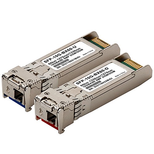 60km SFP+ BiDi 10G (Bi-Directional, WDM, 10Gbps, 60 km) DOM/DDM / DDMi (BX-D, BX-U, 1270/1330) Transceiver. Compatible, Reprogrammable. (lot= 1 Pair [2 modules])