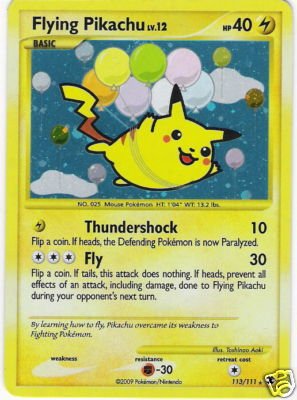 Pokemon Platinum Rising Rivals 113 Flying Pikachu Lv12 Holofoil Card Toy