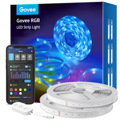 Govee WiFi LED Strip 10m, Smart RGB LED Streifen 2x5m, App-steuerung, Farbwechsel, Musik Sync, funktioniert mit Alexa und Google Assistant