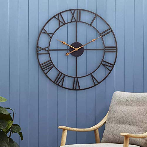 24 inch Large Home Decor Wall Clock for Living Room Non Ticking Iron