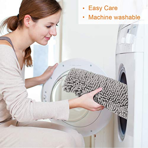 BYSURE Light Grey Bathroom Rugs Sets 3 Piece Non Slip Extra Absorbent Plush Chenille Soft