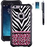 iPhone 6 6s Case, True Color® Hot Pink Leopard & Lace on Zebra Emboss Printed Impact Resistant TPU Anti-slip Grip Snap-On Soft Rugged Cover for iPhone 6/6s (4.7