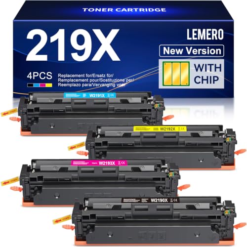 219X Toner con Chip Compatibile per HP Color LaserJet Pro MFP 3302FDWG Cartuccia di Toner 3302SDWG 3302FDNG 3302FDW 3302SDW 3302FDN 3202DN 3202DW W2190X Nero Ciano Magenta Giallo, Confezione da 4