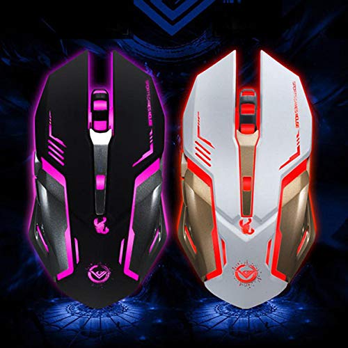 Wired Gaming Mouse for PC Laptop Mac, 3500 DPI 6 Buttons Custom Macros USB Alternately Change Light (White)