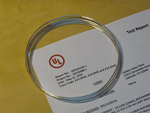 Golden State Silver 9999 Pure Silver 14 Gauge (0.064 in. / 1.63 mm) Colloidal Silver Wire - 60 inch Coil (5 feet) - Guaranteed 99.99%+