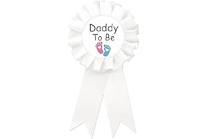 SUPERLUBY Footprint Daddy to Be Tinplate Badge Pin, Dad to Be Pin for Men, Footprint Gender Reveal Brooch Button Pin, White Rosette Daddy to Be Button for Baby Shower/Newborn Baby Party Celebration