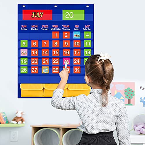 Monthly Calendar Pocket Chart with 112 Cards, (97 Illustrated Activity ...