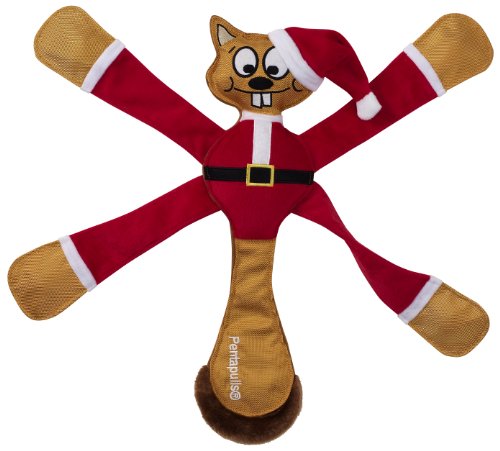 Doggles Pentapulls Holiday Squirrel Tug and Squeak Toy