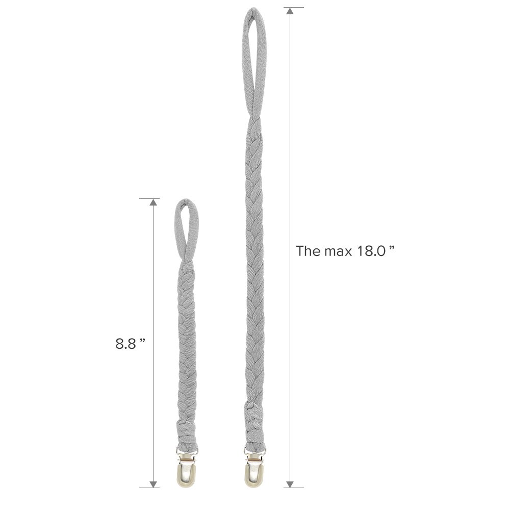 Pacifier Clips, Pack of 4 Teething Ring Holder for Babies, Soft Flexible Holder Leash for Pacifiers, Hand-Made Braided Baby Teething Soothie Band for Girls& Boys