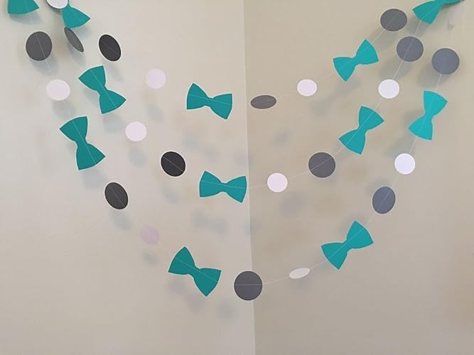 Amazon Com Teal And Gray Little Man Baby Shower Decorations Bow Tie