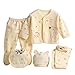 MIOIM Newborn Baby 0-3M Boys Girls Cotton Tops Hat Pants Outfit Sets 5PCS