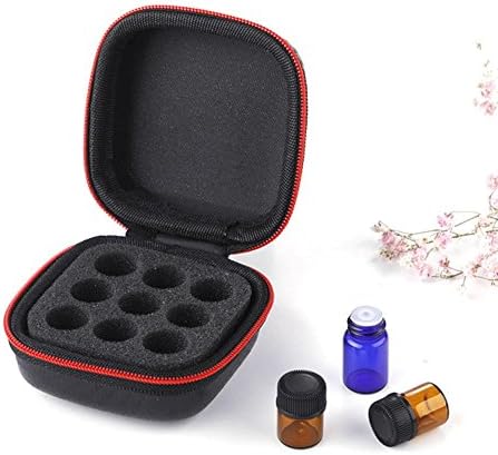 Wetour 1-3ml Essential Oils Storage Organizer for 9 Bottles, Travel Size Hard Essential Oils Bag Case Containers