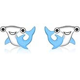 Hammerhead Shark Earrings for Women - 925 Sterling Silver Cute Sea Animals Hammerhead Stud Earrings Ocean Shark Jewelry Gift