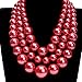 Fashion Strand Chain Red Big Resin Simulated Pearl Beads Chunky Choker Statement Bib Necklace