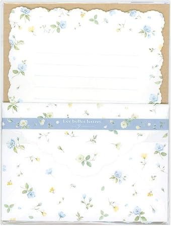 Amazon ダイカット レターセット 青小花柄 Cgl728 A 0 便箋2柄10枚 封筒2柄4枚 クリエイトジー ブルーフラワー 大人 オシャレ シンプル レターセット 文房具 オフィス用品