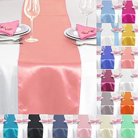 Time To Sparkle Tts 5 Pack Satin Table Runners 12 X108 Inch Chair Sashes Swags Wedding Party Table Decoration Coral