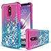 Compatible with LG Stylo 5/LG Stylo 5V/LG Stylo 5 Plus/LG Stylo 5+ Case,Quicksand Bling Sparkle Heart-Shaped Sequin TPU Bumper Heavy Duty Shockproof Protective Case for Women and Girls.Pink/Teal