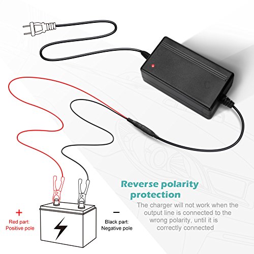 LOETAD 12V 1.5Amp Car Battery Charger Portable SLA Maintainer Auto Trickle Charging with Detachable Alligator and Ring Clips for Automotive Vehicle Motorcycle Lawn Mower Marine - Thumbnail 5