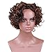 Alan Hair Fashion Dark Brown Color Short Wavy Curly Wigs, High-Temperature Synthetic Fiber Wig for African American Women