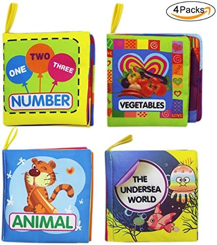 (4 Pack )Baby Soft Cloth Books Set Diverse Content Fun Library Children Educational Developmental Toys