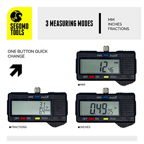Segomo Tools 6 Inch Electronic Digital Calipers: Inch, Fractions, Millimeter Conversion - CAL6DIGI - Thumbnail 2