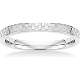 munone 2mm Checkered Ring 14K Gold Plated Titanium Checkerboard Textured Stacking Ring for Women Men, Love Is A Worthy Match