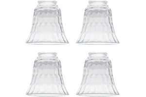 XIDING Ceiling Fan Light Covers, Clear Hammered Style Bell Glass Shade, Lighting Replacement Glass Shade Standard 2-1/8" Fitter Size, Perfect Ceiling Fan Globes Replacement Glass Accessories, Pack of 4