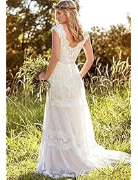 Dressesonline - Vestido de novia bohemio de encaje sin espalda para mujer