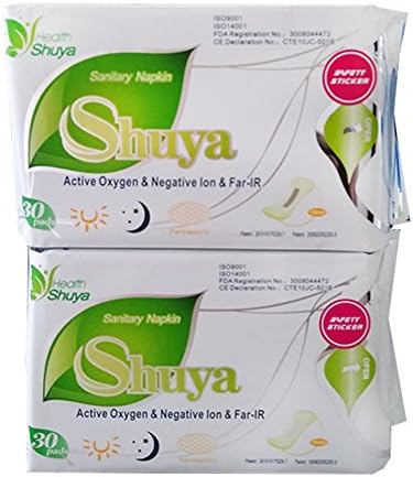 SHUYA Active Oxygen&Anion PantyLiners 155mm with Health Self-test Card-60Pads (Pack of 2)