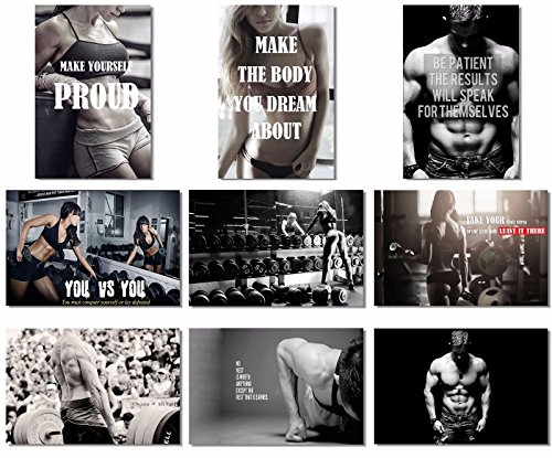 9x Poster Fabric Bodybuilding Men Girl Fitness Workout Quotes
