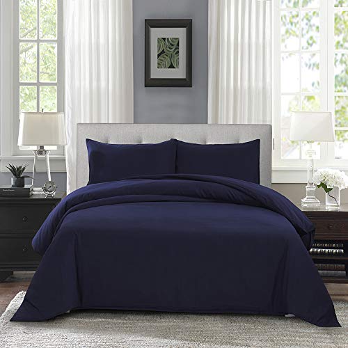 OAITE Duvet Cover,Protects and Covers Your Comforter/Duvet Insert,Luxury 100% Super Soft Microfiber,Queen Size,Color Silver Gray,3 Piece Duvet Cover Set Includes 2 Pillow Shams (Deepblue, Queen)