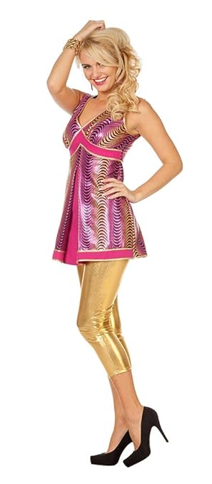 Karneval Klamotten Disco Kostüm Damen Kleid-er Damenkostüm Disco-kleid 70er Jahre Damenkostüm Größe 38