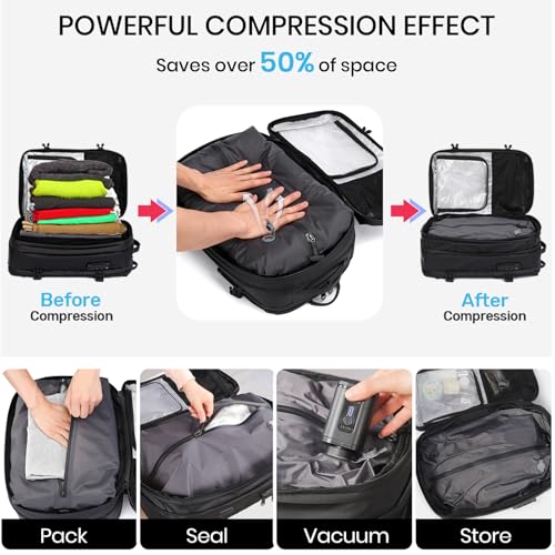 H.yeed Travel Backpack Expandable 30L-60L Vacuum Business Rucksack | USB&Type-C Charging Port and Pump, Waterproof Lightweight, Wet Dry Separation,Fits 17.3 Inch Laptop