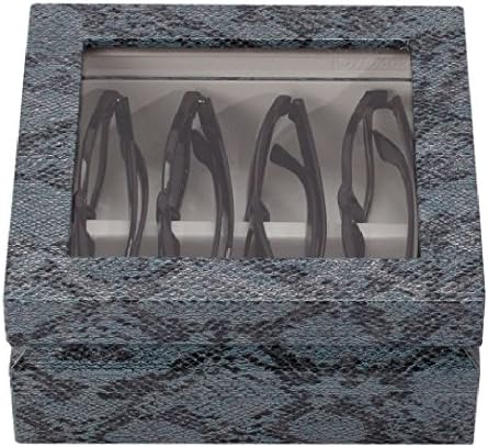OYOBox Luxury Eyeglass Eyewear Unisex Mini Blue Snake Print Lacquer Finish Wooden Organizer Box
