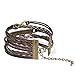 HITOP Jewelry Mens Womens Leather Bracelet, Anchor Love Will Charm Bangle, Brown