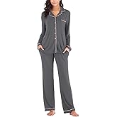 Aamikast Women's Pajama Sets Long Sleeve Button Down Sleepwear Nightwear Soft Pjs Lounge Sets