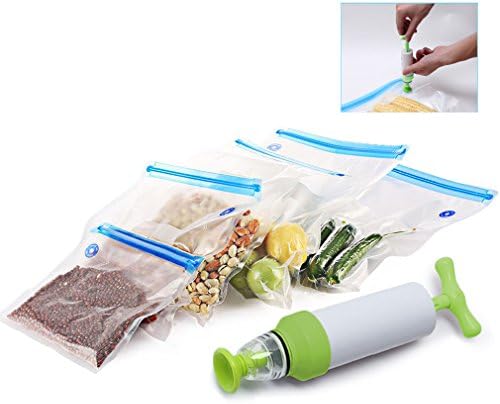 Vacuum Sealer Bags - Sous Vide Bags Reuseble Large Capacity Vacuum Storage Bags - Great for Keeping Food Fruits Meat Fresh - Food Saver with Pump - Handheld Vacuum Sealing System - Lifetime Guarentee
