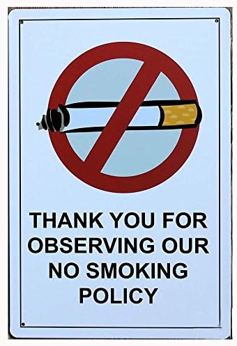 THANK YOU FOR OBSERVING OUR NO SMOKING POLICY Tin Sign Retro Vintage Decor Metal Sign Bar Decoration 12x 10 Inches