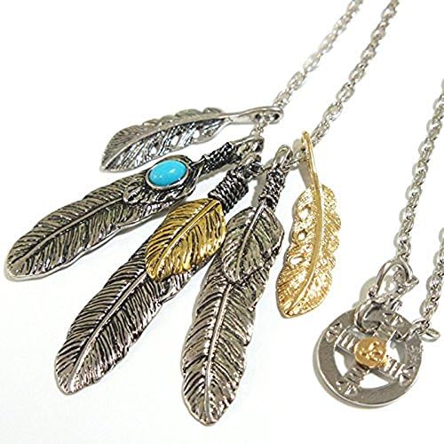 OVER RAG メンズアクセサリー メンズネックレス ファイブフェザーネックレス ゴローズタイプ イーグル 鷲 羽根 フェザーネックレス ネイティブアメリカン インディアンジュエリー ネックレス プレゼントレディース ネックレス シルバー